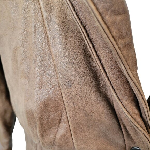 Vintage Charley's Leather Jacket Short Snap Closure Slit Side Pockets Size Small - Picture 11 of 12